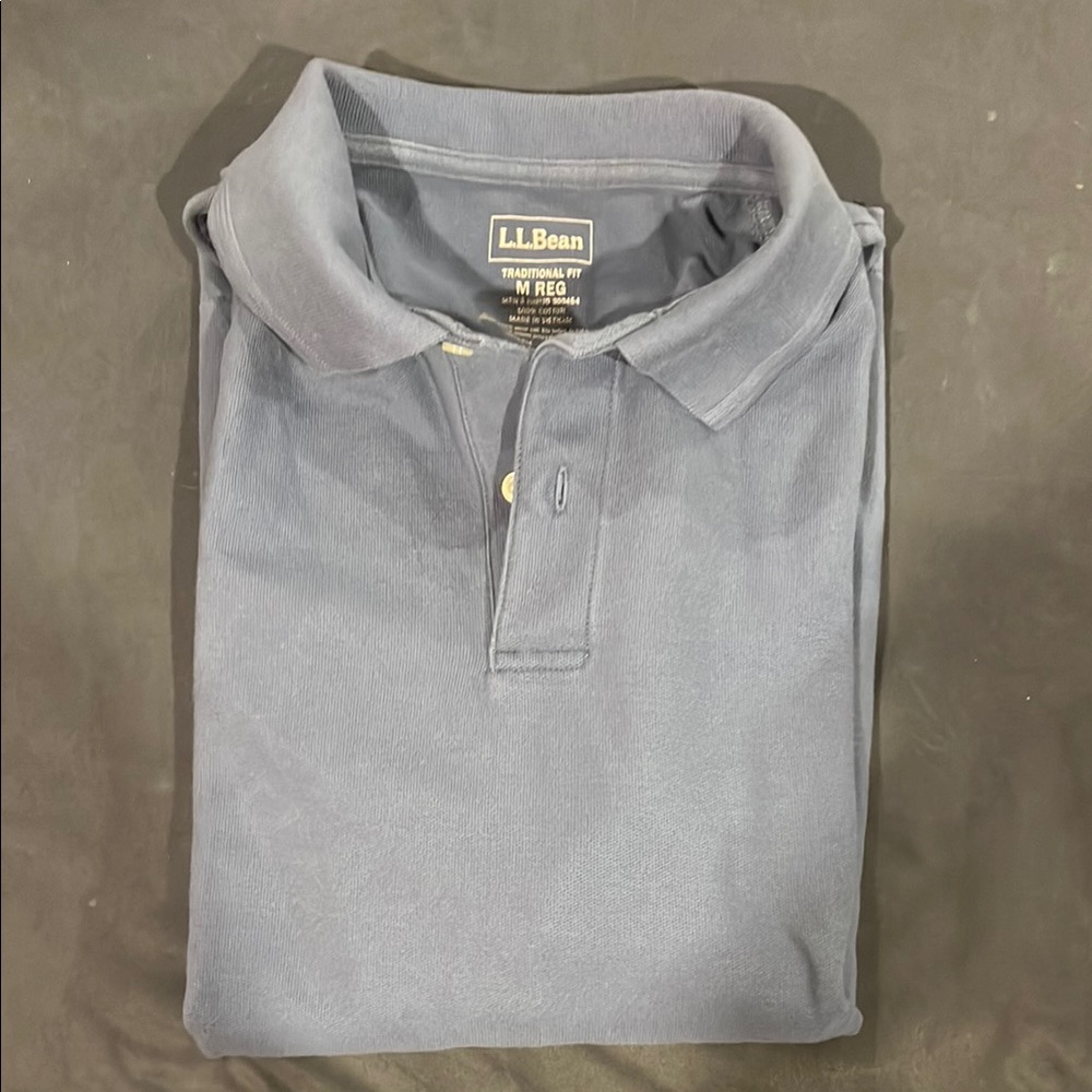 L.L. Bean Blue Polo Shirt Classic Style